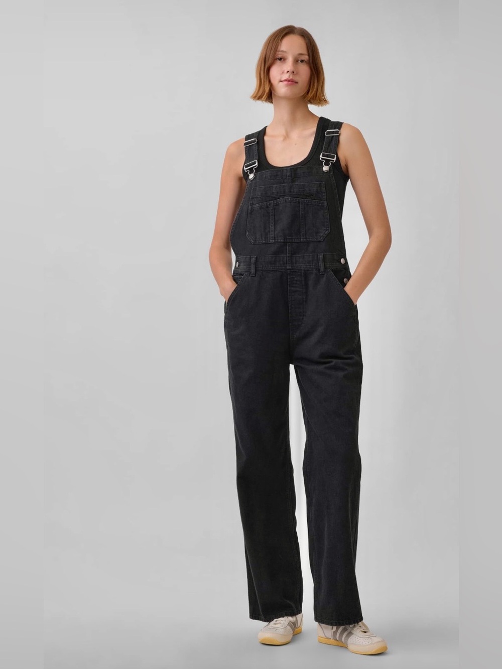 NWT-GAP Loose Black Wash Overalls, Extra Large